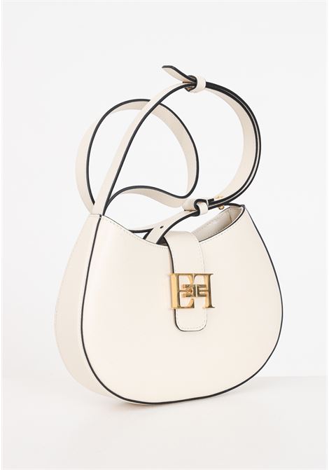 Women's butter-colored medium hobo bag with metal logo ELISABETTA FRANCHI | BS41F41E2193